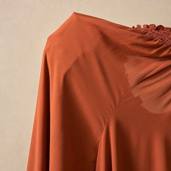 Maternity Rust Brown Casual Women's High Waist Wide Leg Pants - Picture 3 of 7